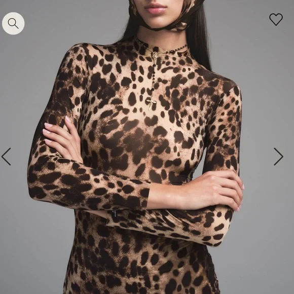 DOLCE&GABBANA X SKIMS MILKY SHEER MOCK NECK LONG DRESS - Picture 4 of 6